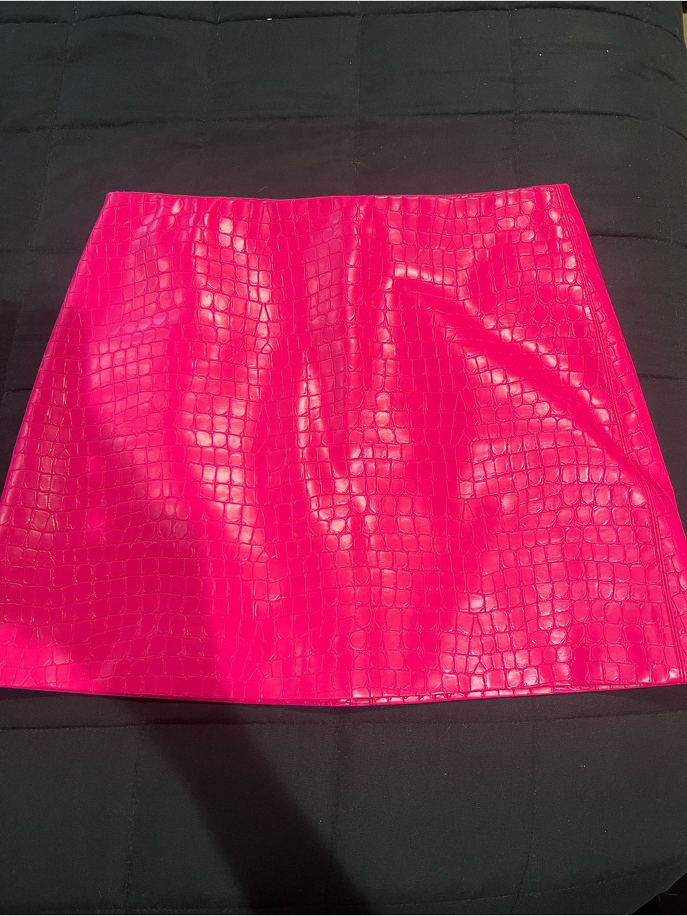 Alice + Olivia Neon Pink Faux Croc Leather Mini Skirt